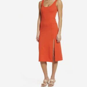 Open Edit Scoop Neck Bodycon Tank Dress - Bright Orange | Black - US M